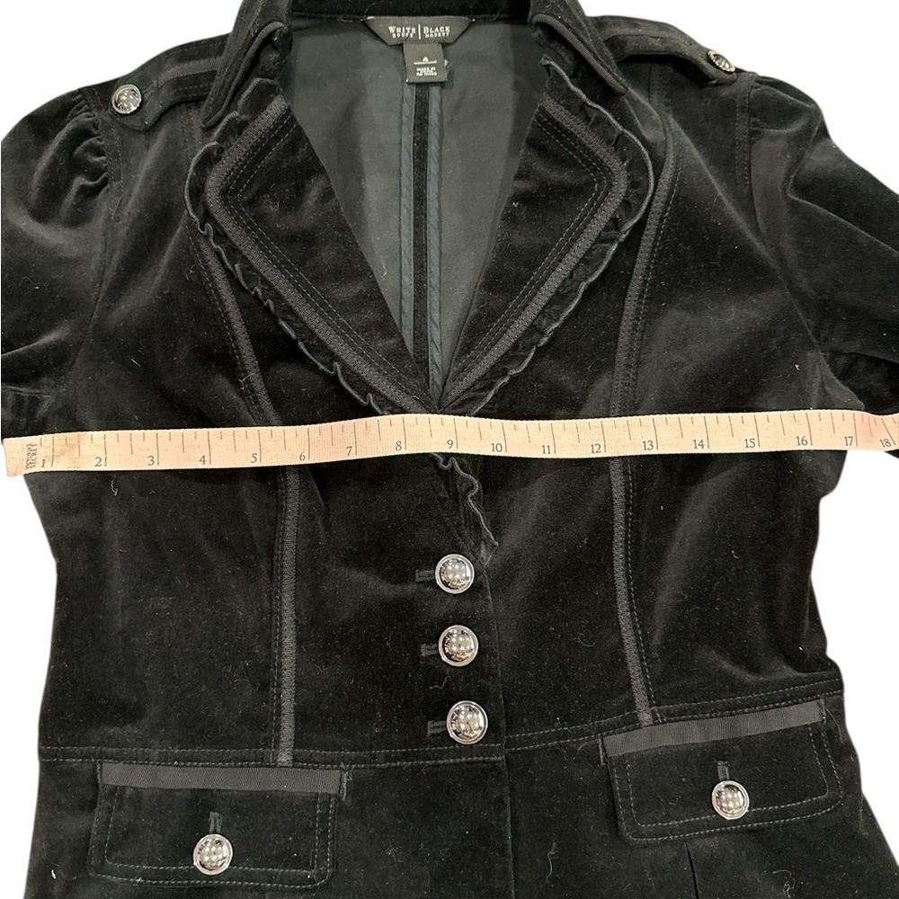 White House Black Market Black Velvet Military Style Blazer Jacket Size 4 - Picture 7 of 9